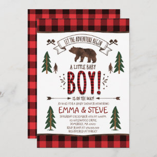 Fiesta del leñador de la invitación de Baby Shower