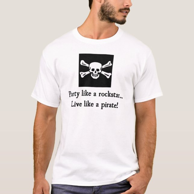 Fiesta del pirata como una camiseta del blanco de (Anverso)