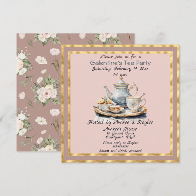 Fiesta del té del día de Galentine (Anverso / Reverso)