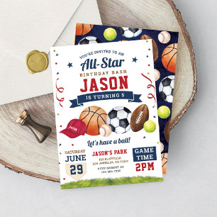 Fiesta deportiva de cumpleaños Invitación moderna