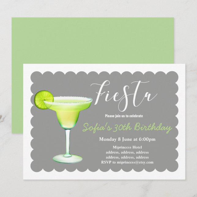 fiesta, día margarita, cumpleaños, invitación (Anverso / Reverso)