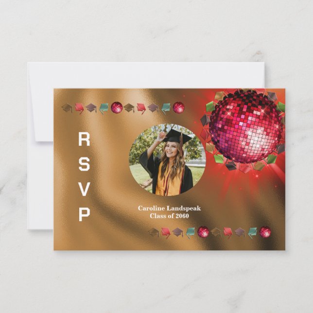 Fiesta Disco Foto Personalizada RSVP (Anverso)