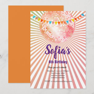 fiesta disco, purpurina, baile, invitación a fiest