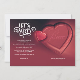 Fiesta, dos corazones, invitación a la boda roja