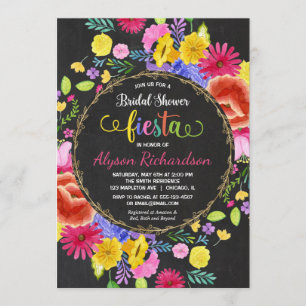 Fiesta ducha de novia invitación acuarelas florale