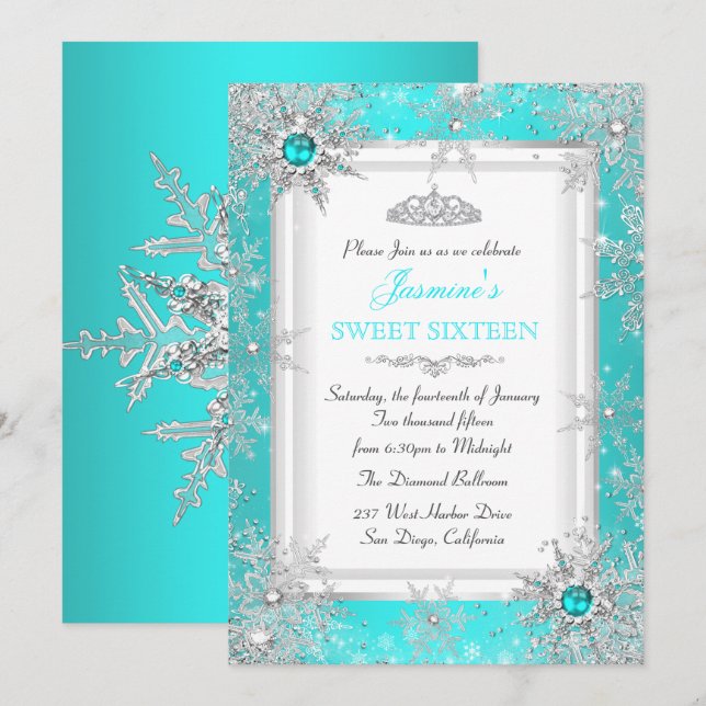 Fiesta Dulces 16 Invitación de Cumpleaños Brillant (Anverso / Reverso)