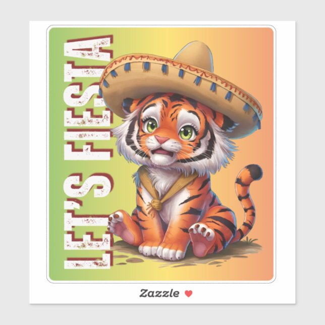 Fiesta - El tigre Cinco de Mayo Pegatina (Hoja)