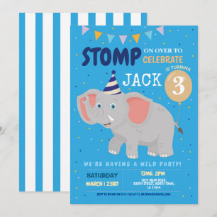 Fiesta elefante niños cumpleaños Invitación divert
