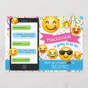 Fiesta Emoji Invitaciones de cumpleaños Confetti