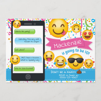 Fiesta Emoji Invitaciones de cumpleaños Confetti