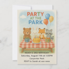 Fiesta en la invitación de cumpleaños de animales 