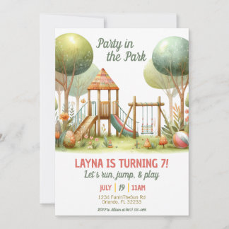 Fiesta En La Invitación De Cumpleaños Del Parque