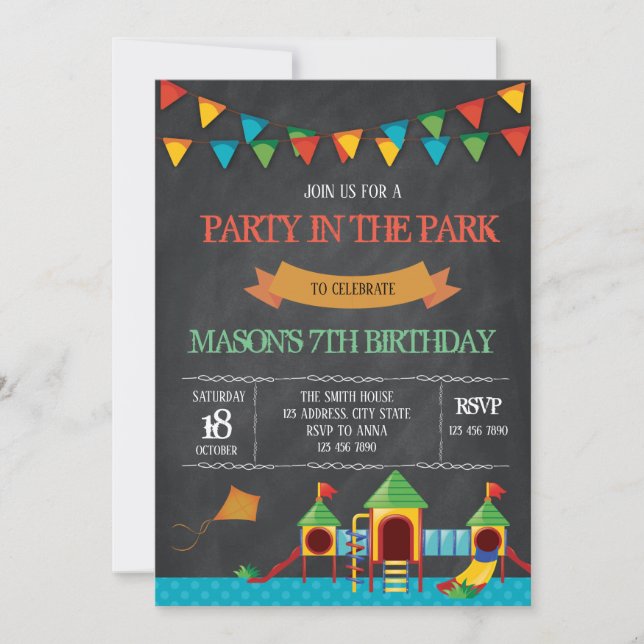 Fiesta en la invitación del parque (Anverso)