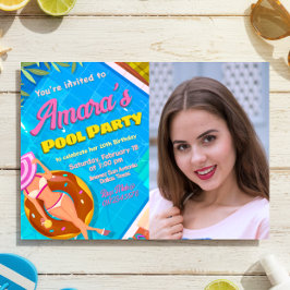 Fiesta en la Piscina - Chica con Invitación de Fot