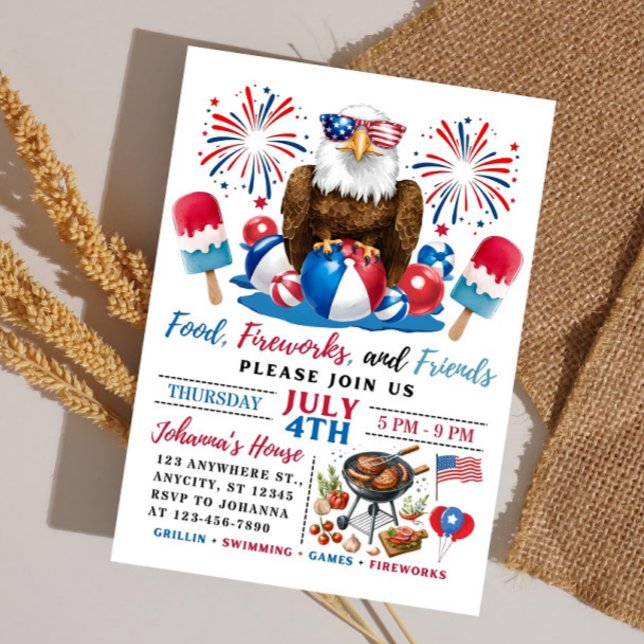 Fiesta en la piscina del 4 de julio BBQ Invitación (Subido por el creador)