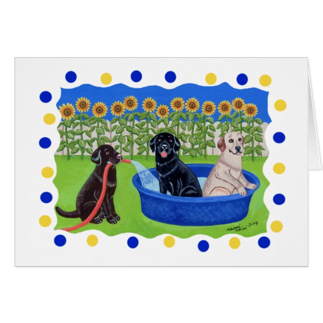 Fiesta en la piscina divertida Labradors (Anverso (Horizontal))