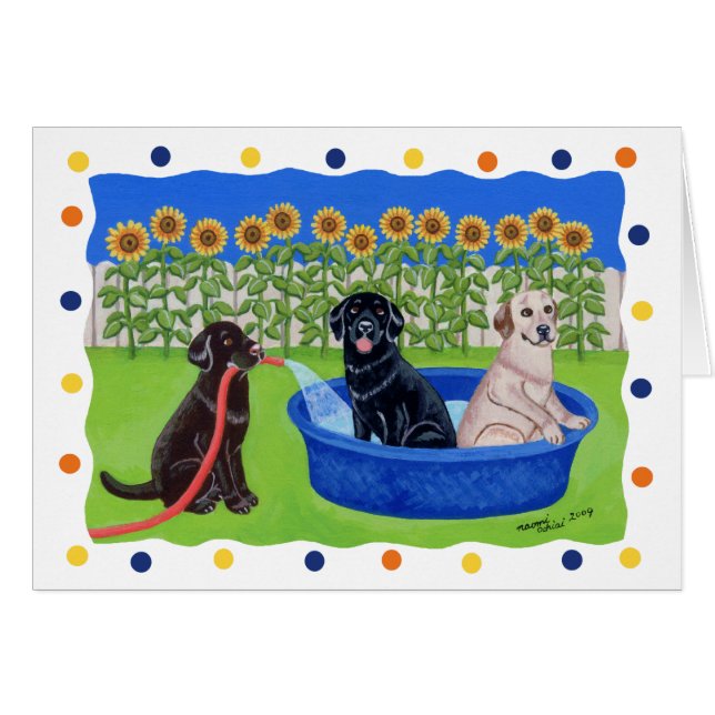 Fiesta en la piscina divertida Labradors (Anverso (Horizontal))