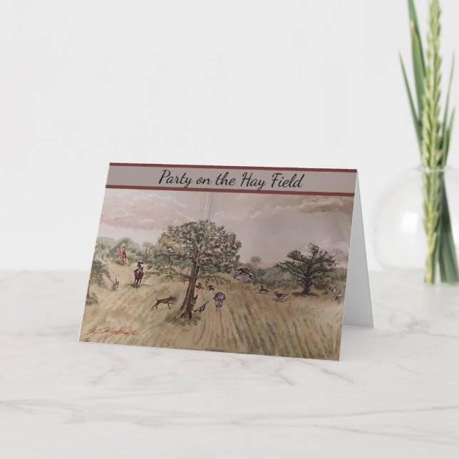 Fiesta en la tarjeta de vacaciones doblada Hay Fie (Anverso)