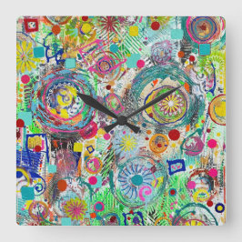 Fiesta en un reloj de pared de caja