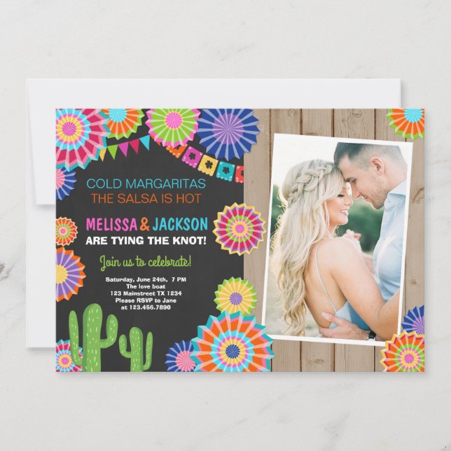Fiesta Engagement Party Invitación a Chalk Mexican (Anverso)
