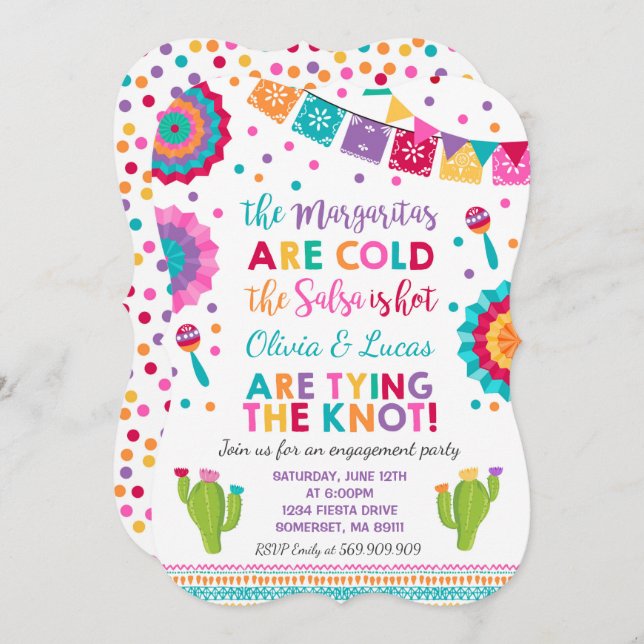 Fiesta Engagement Party Invitación Fiesta mexicano (Anverso / Reverso)