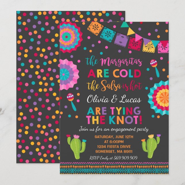Fiesta Engagement Party Invitación Fiesta mexicano (Anverso / Reverso)