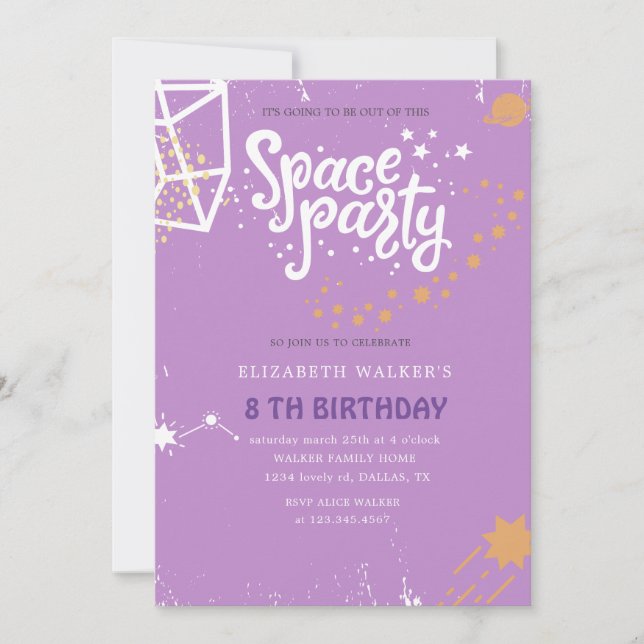 Fiesta espacial | Invitación de cumpleaños (Anverso)