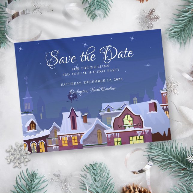 Fiesta Familiar Navidad Invitación de Guardado de  (Family Party Save the Date Christmas Winter Announcement Postcard)