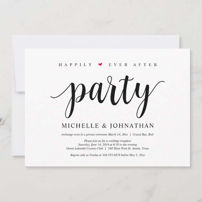 fiesta feliz para siempre, invitación de boda fuga (Anverso)