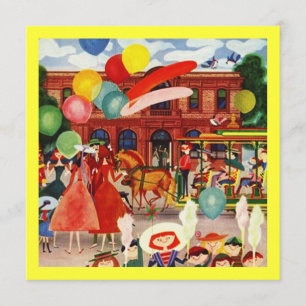 Fiesta Festivo Retro En Invitaciones De Picnic Al