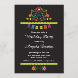 Fiesta fiesta de cumpleaños invitación patrón mexi