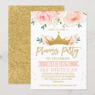 Fiesta floral rosada Invitación al cumpleaños