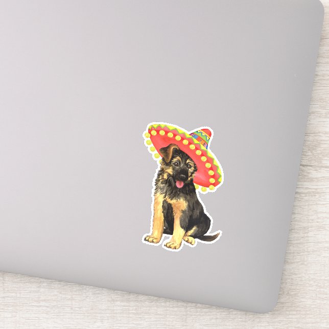 Fiesta German Shepherd Vinyl Pegatina (Detalle)