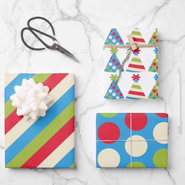 Fiesta Gorra Polka puntos hojas de regalo a rayas (Anverso)