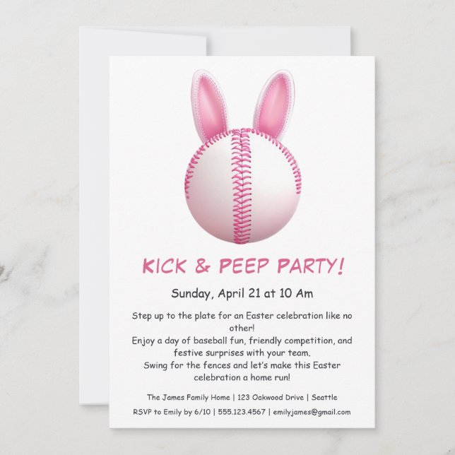 Fiesta Hit & Peep - Invitación al béisbol de Pascu (Anverso)
