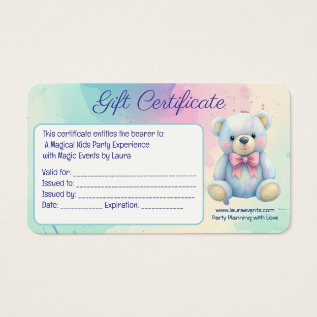 Fiesta infantil Planner Pastel Teddy Bear logotipo (Frente)