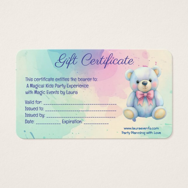 Fiesta infantil Planner Pastel Teddy Bear logotipo (Frente)