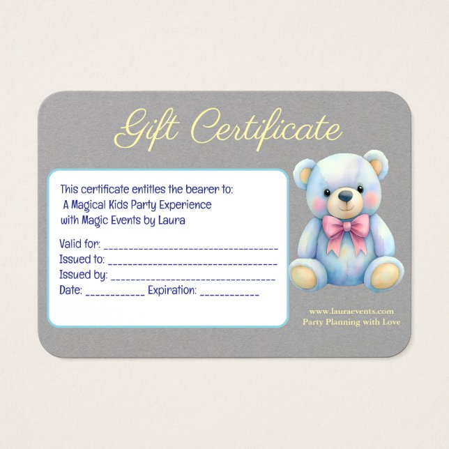 Fiesta infantil Planner Pastel Teddy Bear logotipo (Frente)