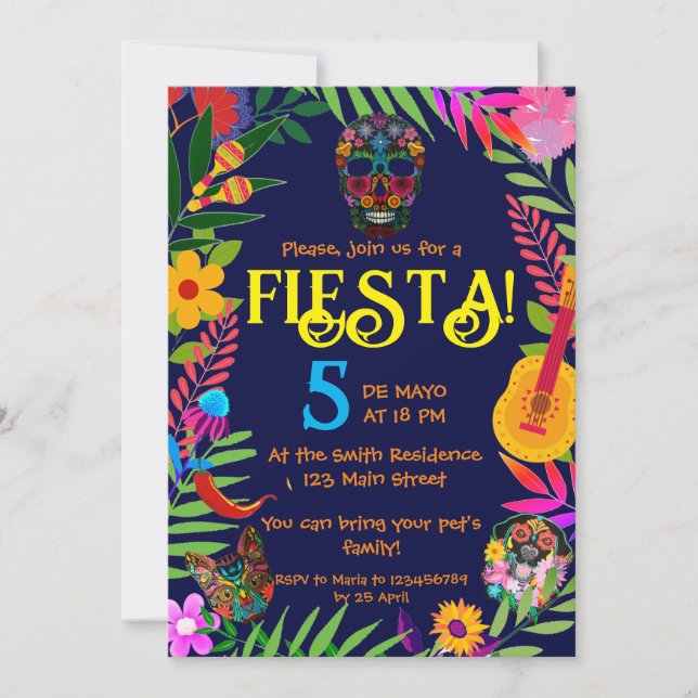 "¡Fiesta!" invitación 5 de Mayo (Anverso)