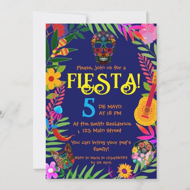 "¡Fiesta!" invitación 5 de Mayo (Anverso)