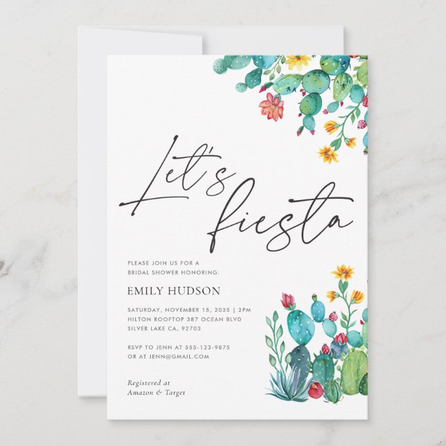 Fiesta Invitación a ducha de novias mexicanas (Anverso)