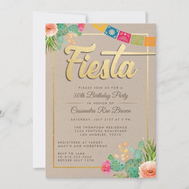 Fiesta Invitación a la fiesta de cumpleaños (Anverso)