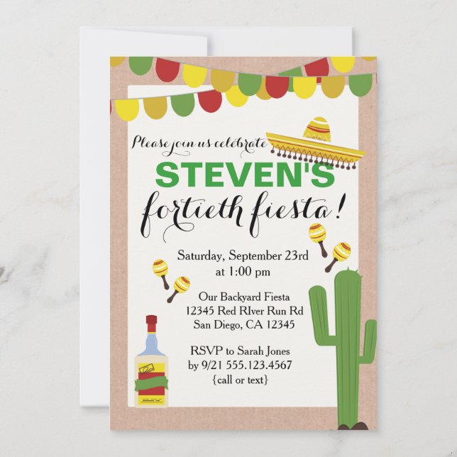 Fiesta Invitación a la fiesta de cumpleaños (Reverso)