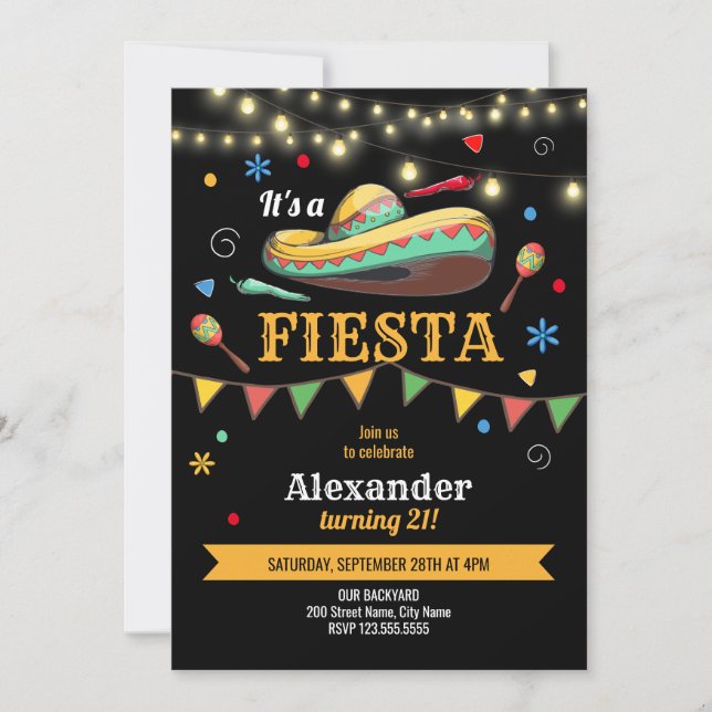 Fiesta Invitación a la fiesta de cumpleaños (Anverso)