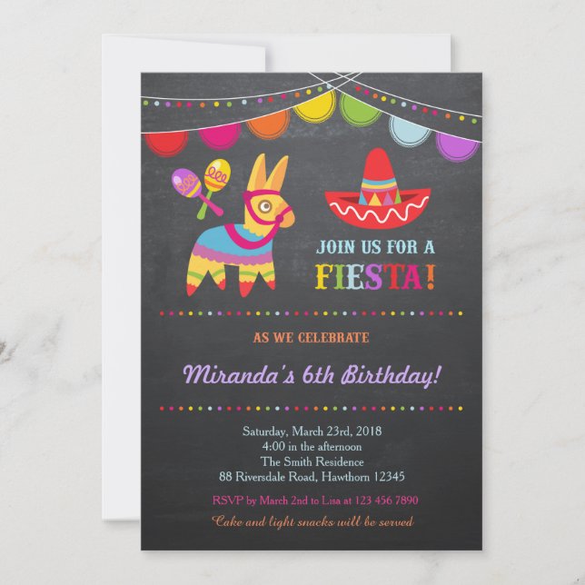 Fiesta Invitación al cumpleaños / Fiesta (Anverso)