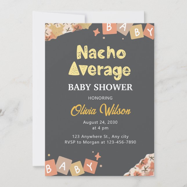 Fiesta Invitación Baby Shower Ducha Nacho Promedio (Anverso)