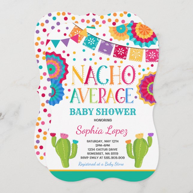 Fiesta Invitación Baby Shower Ducha Nacho Promedio (Anverso / Reverso)