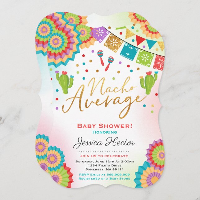 Fiesta Invitación Baby Shower Ducha Nacho Promedio (Anverso / Reverso)