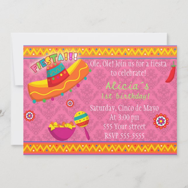 Fiesta Invitación Chica Fiesta Cumpleaños Fiesta R (Anverso)