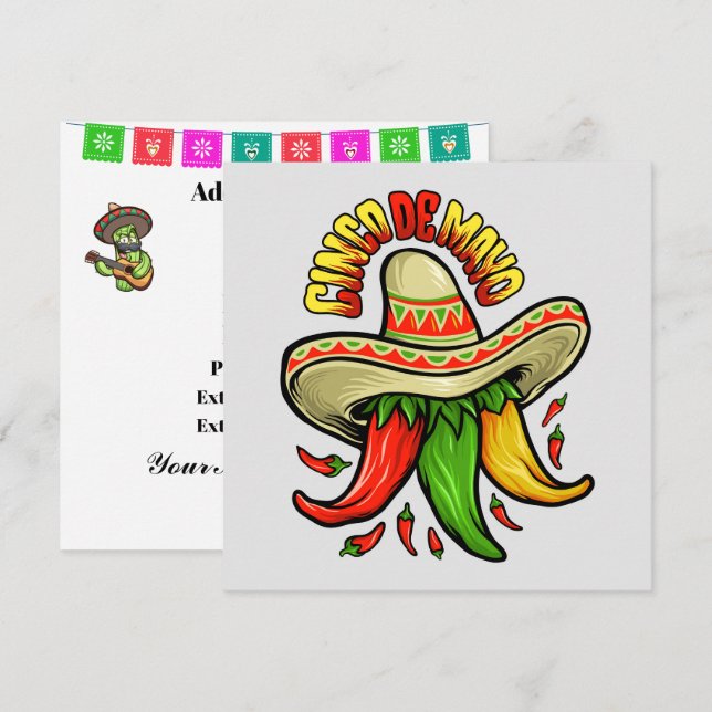 Fiesta - Invitación Cinco de Mayo (Anverso / Reverso)